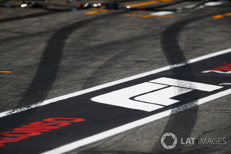 Tyre marks in the pit lane