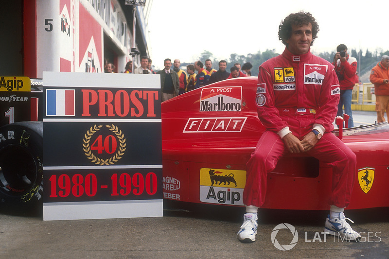 Alain Prost, Ferrari, commemorates his 40 Grand Prix wins