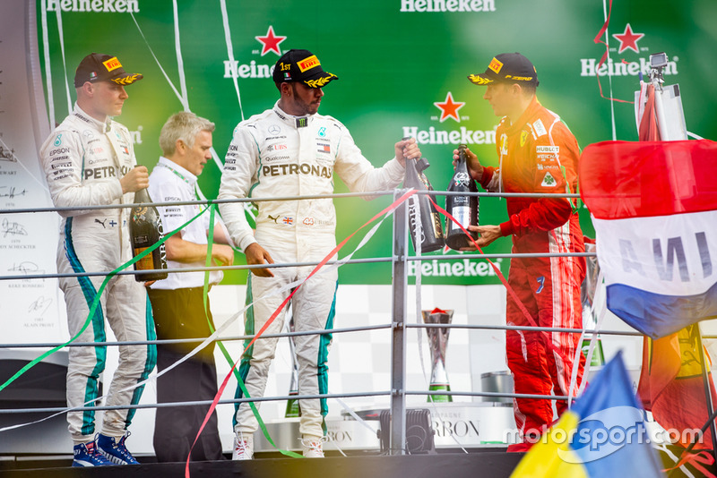Italie - Podium : Lewis Hamilton, Kimi Räikkönen, Valtteri Bottas