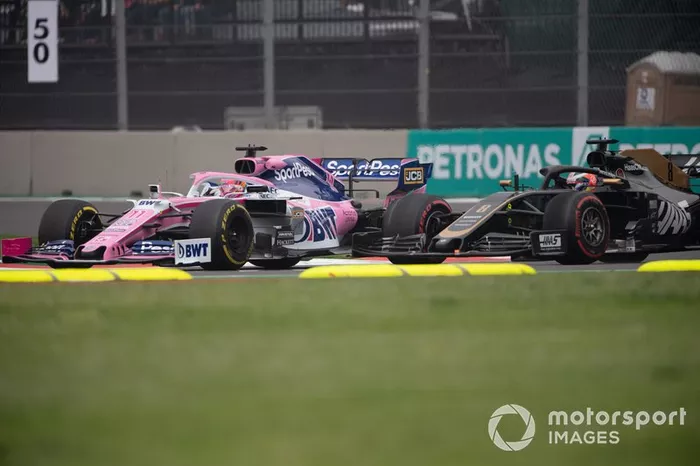 Sergio Pérez, Racing Point RP19, Romain Grosjean, Haas F1 Team VF-19