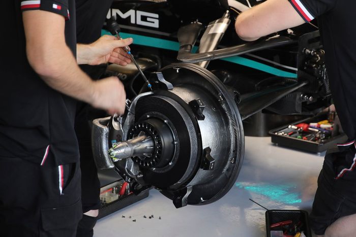 Detalle del freno del Mercedes W10