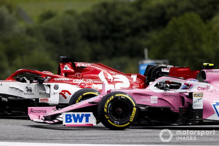 Kimi Raikkonen, Alfa Romeo Racing C39, Lance Stroll, Racing Point RP20