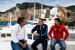 Alejandro Agag, Formel-E-Boss; Sébastien Buemi, Renault e.Dams; Lucas di Grassi, ABT Schaeffler Audi