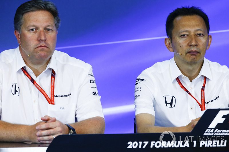 Zak Brown, Executive Director, McLaren Technology Group, Yusuke Hasegawa, Senior Managing Officer, Honda, in the FIA Press Conference