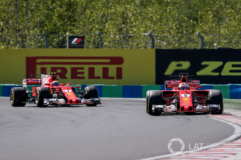 Sebastian Vettel, Ferrari SF70-H ve Kimi Raikkonen, Ferrari SF70-H