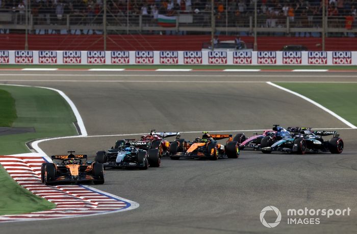 Charles Leclerc, Ferrari, Lando Norris, McLaren, Oscar Piastri, McLaren, George Russell, Mercedes