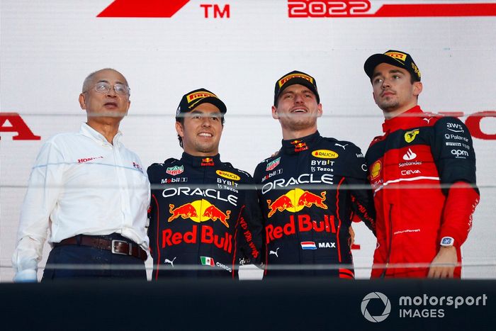 2022: 1. Max Verstappen, 2. Sergio Pérez, 3. Charles Leclerc