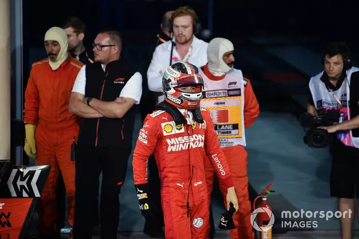 Charles Leclerc, Ferrari, 3° classificato, nel parco chiuso