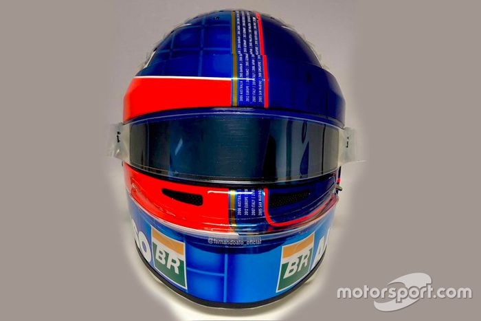 El casco de Fernando Alonso, McLaren, para su última carrera en F1, el GP de Abu Dhabi 2018