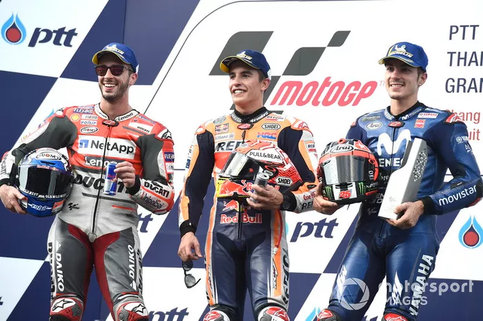 Podio: 1º Marc Marquez, 2º Andrea Dovizioso, 3º Maverick Viñales