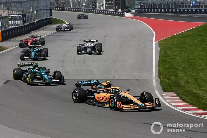 Lando Norris, McLaren MCL36, Sebastian Vettel, Aston Martin AMR22, Lance Stroll, Aston Martin AMR22, Pierre Gasly, AlphaTauri AT03, Charles Leclerc, Ferrari F1-75