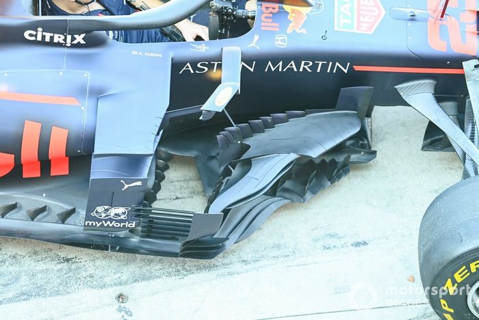 Detalle del bargeboard en el Red Bull Racing RB16 