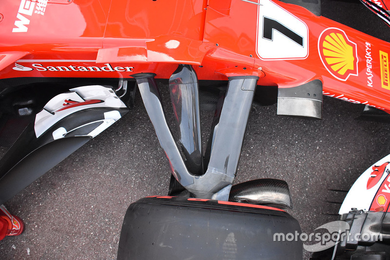 Detalle de la suspensión delantera del Ferrari SF70H