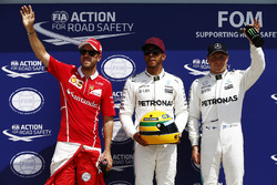 Qualifying Top 3: polesitter Lewis Hamilton, Mercedes AMG F1, second place Sebastian Vettel, Ferrari, third place Valtteri Bottas, Mercedes AMG F1