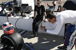 Graham Rahal, Rahal Letterman Lanigan Racing Honda photographs his helmet