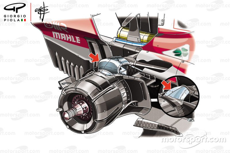 Ferrari SF71H, comparazione della sospensione posteriore