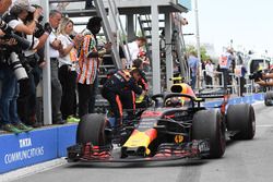 Max Verstappen, Red Bull Racing RB14 arrives in parc ferme