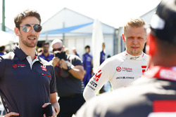 Romain Grosjean, Haas F1 Team, with Kevin Magnussen, Haas F1 Team