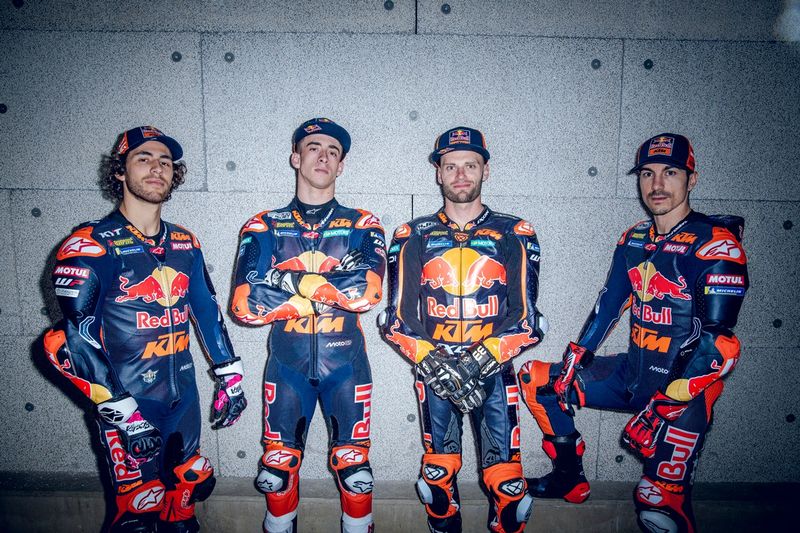 Pedro Acosta, Red Bull KTM Factory Racing, Brad Binder, Red Bull KTM Factory Racing, Enea Bastianini, Red Bull KTM Tech 3, Maverick Vinales, Red Bull KTM Tech 3
