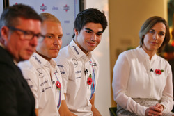 David Croft, commentateur Sky Sports, Valtteri Bottas, Lance Stroll, Claire Williams, directrice adjointe Williams