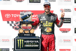 Martin Truex Jr., Furniture Row Racing, Toyota Camry 5-hour ENERGY/Bass Pro Shops celebrates in victory lane