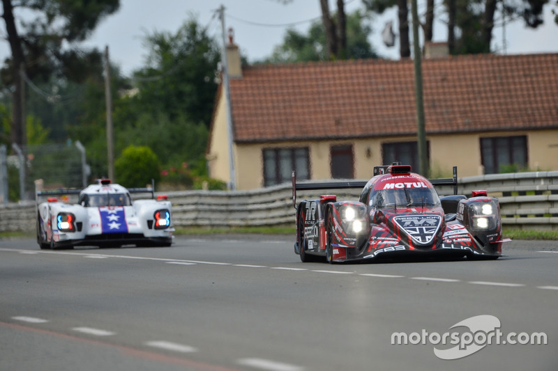 #1 Rebellion Racing Rebellion R-13: Andre Lotterer, Neel Jani, Bruno Senna, #10 Dragonspeed BR Engineering BR1: Henrik Hedman, Ben Hanley, Renger Van der Zande