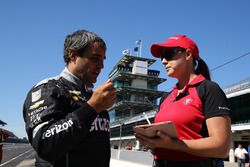 Juan Pablo Montoya with Firestone's chief engineer Cara Adams