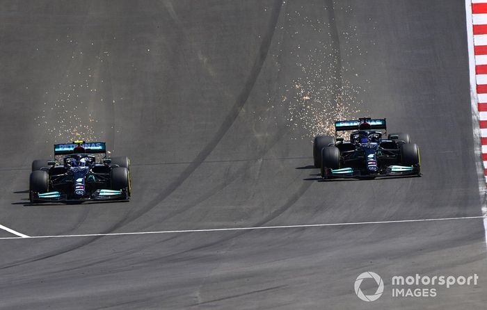 Lewis Hamilton, Mercedes W12, lotta con Valtteri Bottas, Mercedes W12