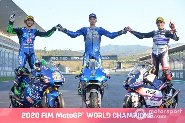 Campeones 2020 FIM MotoGP: Enea Bastianini, Italtrans Racing Team, Joan Mir, Team Suzuki MotoGP, Albert Arenas, Aspar Team