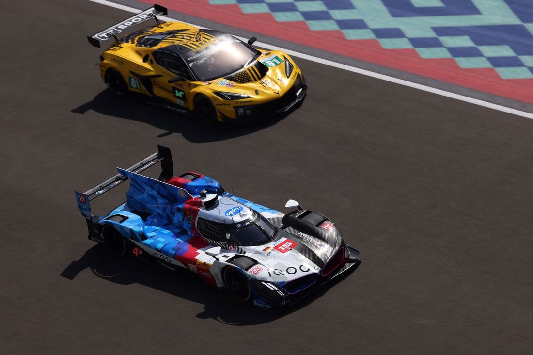 #15 BMW M Team WRT BMW M Hybrid V8: Dries Vanthoor, Raffaele Marciello, Kevin Magnussen, #81 TF Sport Corvette Z06 LMGT3.R: Tom Van Rompuy, Rui Andrade, Charlie Eastwood