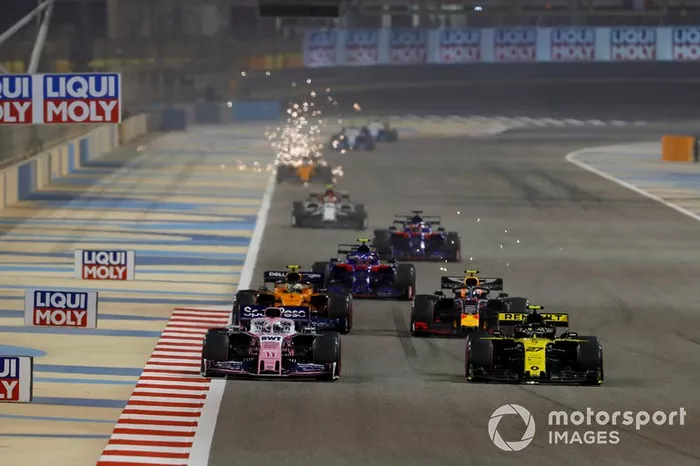 Nico Hulkenberg, Renault R.S. 19,  Sergio Perez, Racing Point RP19, Lando Norris, McLaren MCL34,Pierre Gasly, Red Bull Racing RB15, y Alexander Albon, Toro Rosso STR14