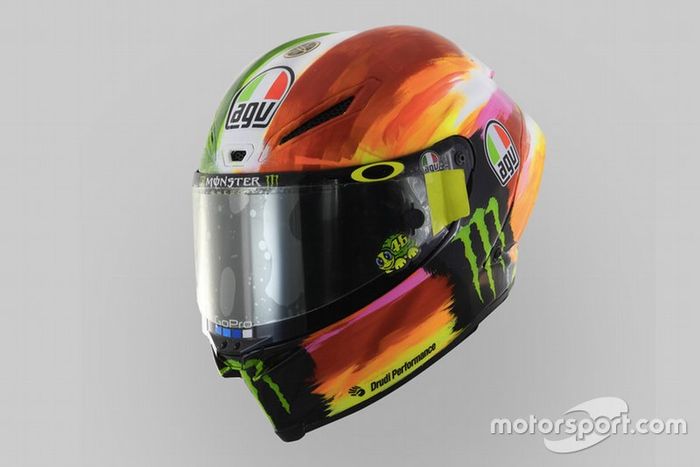 Capacete de Valentino Rossi, Yamaha Factory Racing, GP da Itália 2019