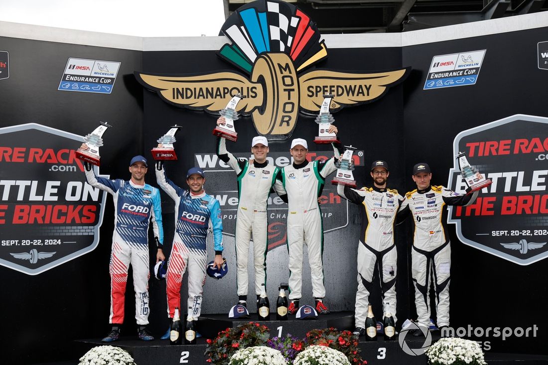 #77 AO Racing Porsche 911 GT3 R: Laurin Heinrich, Klaus Bachler, #64 Ford Multimatic Motorsports Ford Mustang GT3: Harry Tincknell, Mike Rockenfeller, #3 Corvette Racing by Pratt Miller Motorsports Corvette Z06 GT3.R: Antonio García, Alexander Sims