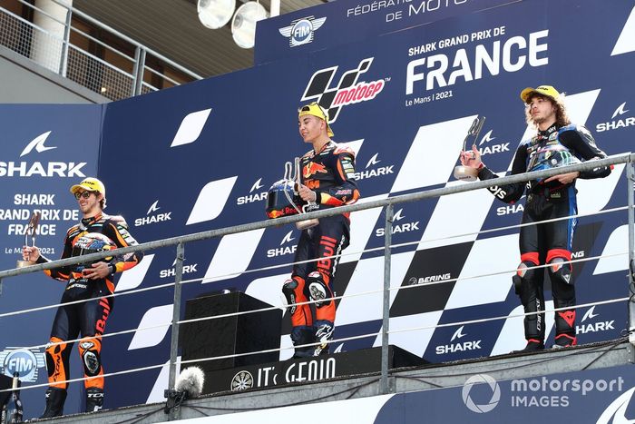 Podio: Raul Fernandez, Red Bull KTM Ajo, Remy Gardner, Red Bull KTM Ajo Marco Bezzecchi, Sky Racing Team VR46 