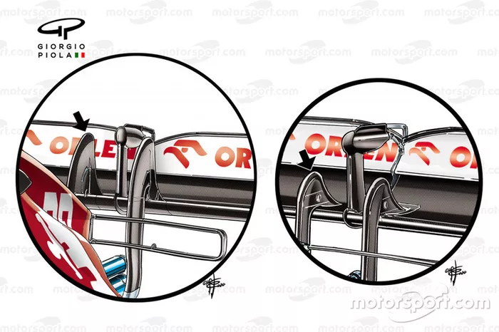 Alfa Romeo Racing C3, comparación a detalle del pilar trasero