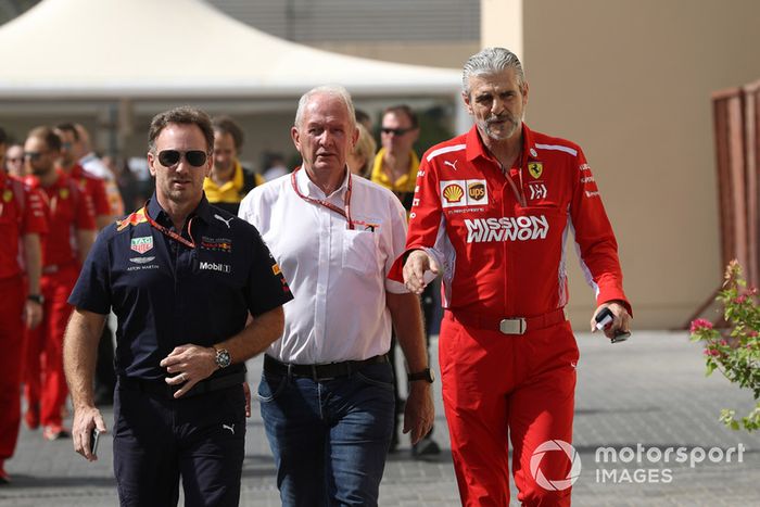 Christian Horner, Red Bull Racing, Dr Helmut Marko, Red Bull Motorsport y Maurizio Arrivabene, Ferrari
