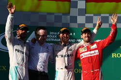 Podium: winner Nico Rosberg, Mercedes AMG F1 Team, second place Lewis Hamilton, Mercedes AMG F1 Team, third place Sebastian Vettel, Ferrari