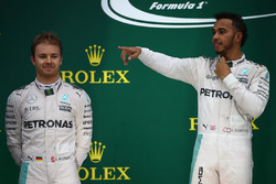 2nd place Nico Rosberg, Mercedes AMG Petronas F1 W07 with 1st place Lewis Hamilton, Mercedes AMG F1 W07