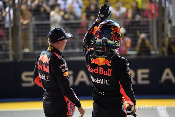 Max Verstappen, Red Bull Racing y Daniel Ricciardo, Red Bull Racing celebran en parc ferme