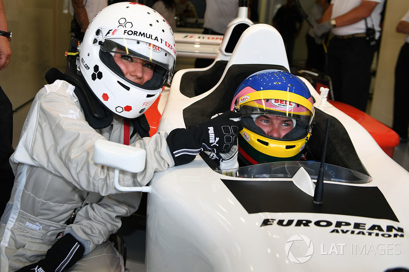 Jacques Villeneuve, F1 Experiences 2-Seater Driver and F1 Experiences 2-Seater passenger Federica Masolin, Sky Italia Presenter