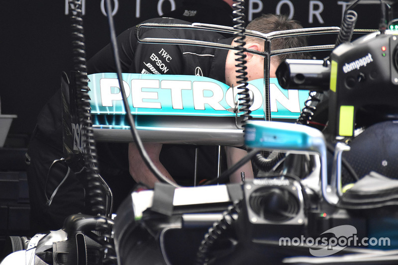 Mercedes AMG F1 W08, detalle del alerón trasero