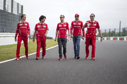 Sebastian Vettel, Ferrari, Antonio Giovinazzi, Ferrari and Riccardo Adami, Ferrari Race Engineer wal