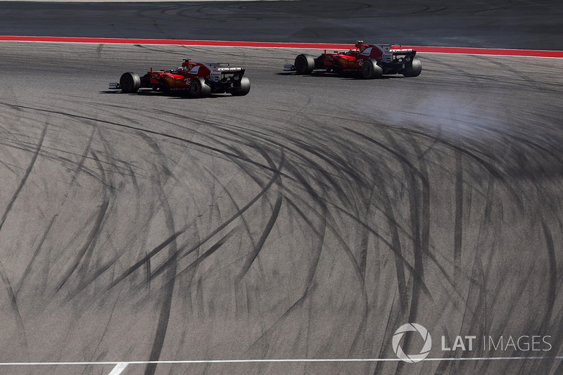 Sebastian Vettel, Ferrari SF70H y Kimi Raikkonen, Ferrari SF70H