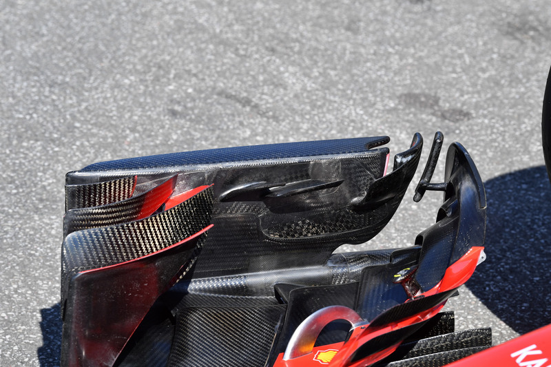 Detalle del ala delantera del Ferrari SF71H
