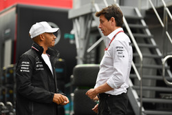 Lewis Hamilton, Mercedes-AMG F1 and Toto Wolff, Mercedes AMG F1 Director of Motorsport