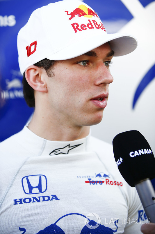 Pierre Gasly, Toro Rosso, gives an interview