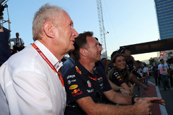 Dr Helmut Marko, Red Bull Motorsport Consultant and Christian Horner, Red Bull Racing Team Principal celebrates in parc ferme