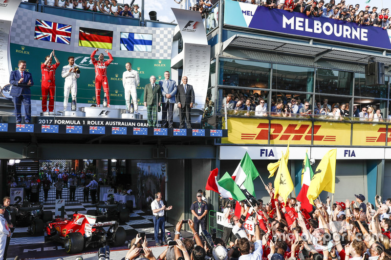 Podium: Luigi Fraboni, Motorenchef, Ferrari; 2. Lewis Hamilton, Mercedes AMG; 1. Sebastian Vettel, F