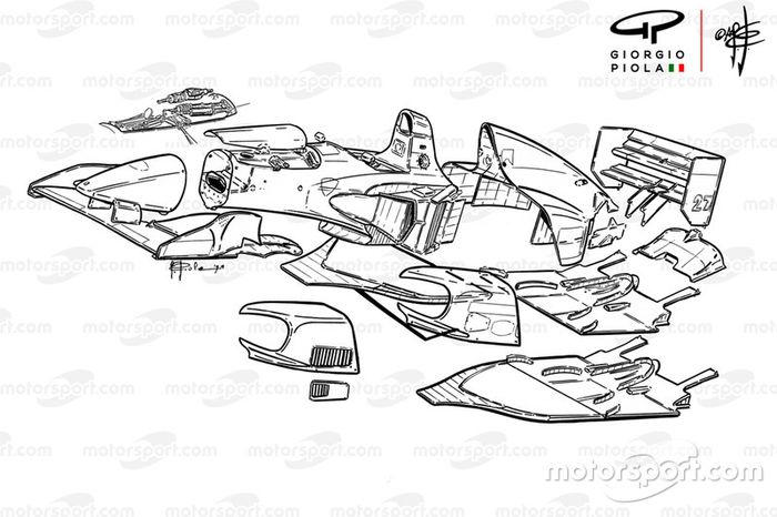 Vista detallada del Ferrari 412T1 (646) 1994 