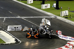 Crash, Pascal Wehrlein and Felipe Massa on the Polaris Slingshot SLR